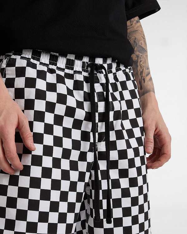 Black / White Vans Range Relaxed Elastic Men Shorts | VN1057263