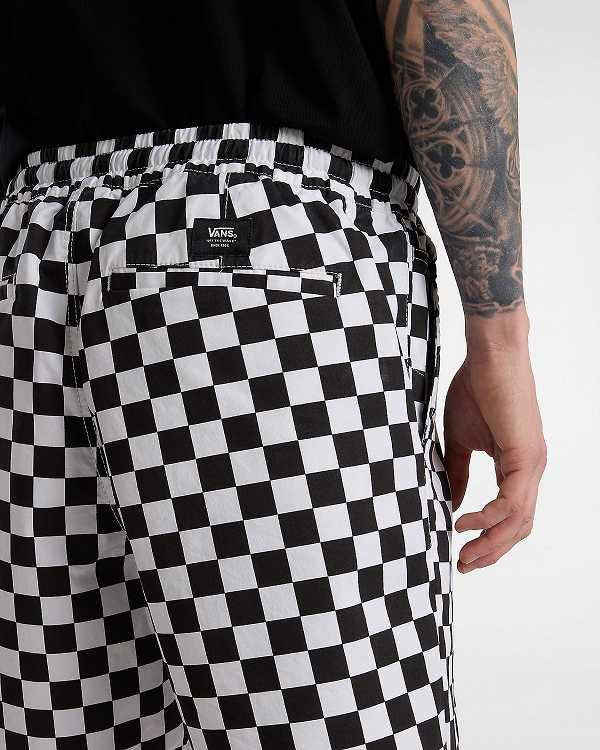 Black / White Vans Range Relaxed Elastic Men Shorts | VN1057263