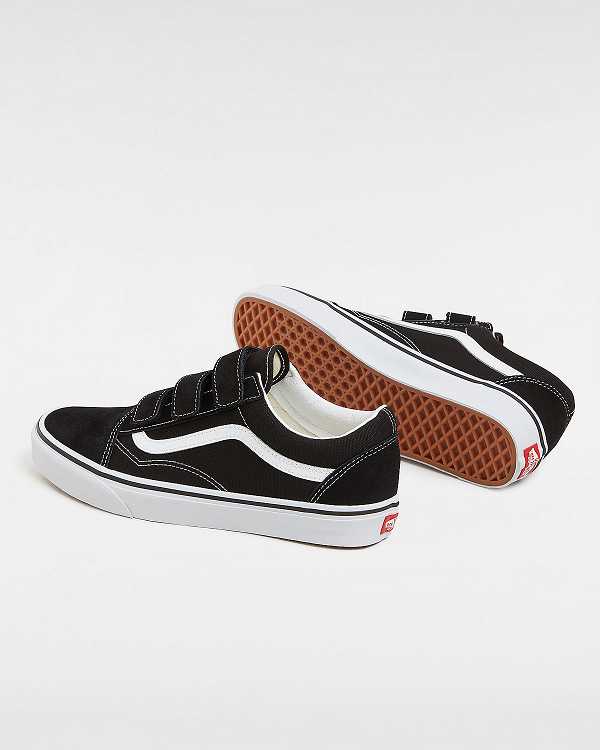 Black / White Vans Suede/Canvas Old Skool Hook And Loop Women Sneakers | VN1927605