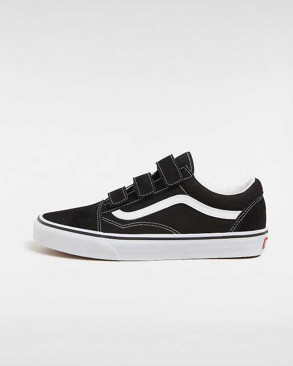 Black / White Vans Suede/Canvas Old Skool Hook And Loop Women Sneakers | VN1927605