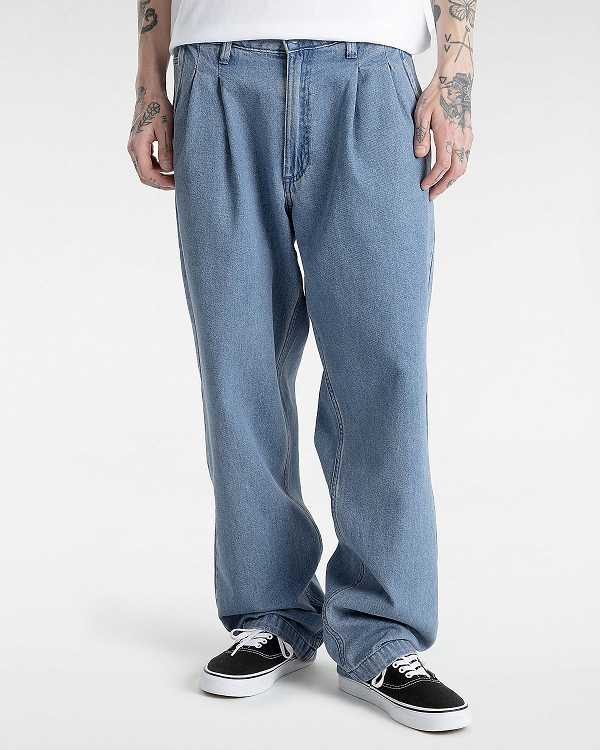 Blue Vans Authentic Chino Loose Tapered Pleated Men Pants | VN3481069