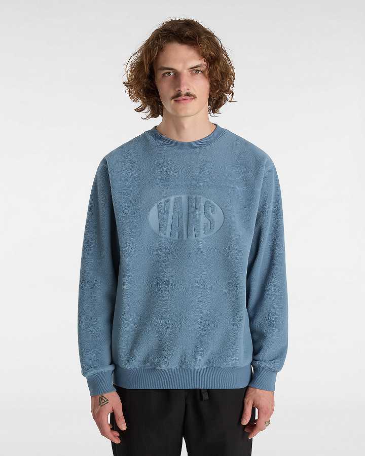 Blue Vans Carlo Polar Fleece Loose Crew Men Sweatshirt | VN5012938