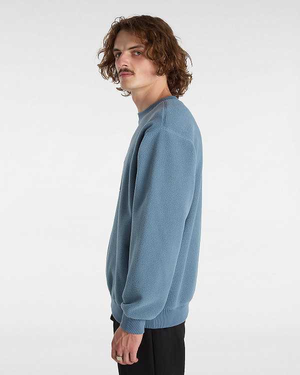 Blue Vans Carlo Polar Fleece Loose Crew Men Sweatshirt | VN5012938