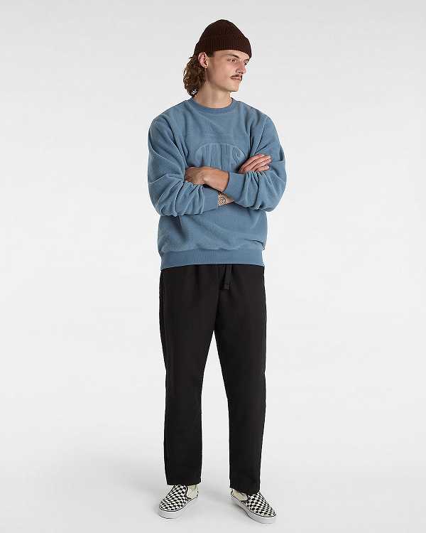 Blue Vans Carlo Polar Fleece Loose Crew Men Sweatshirt | VN5012938