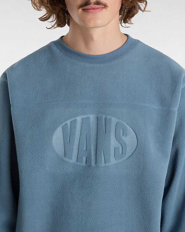 Blue Vans Carlo Polar Fleece Loose Crew Men Sweatshirt | VN5012938