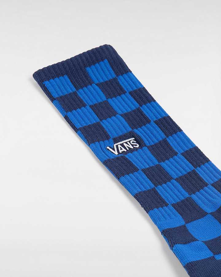 Blue Vans Checkerboard Crew (1 Pair) Unisex Socks | VN6814273