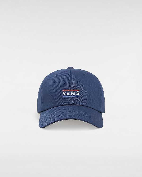 Blue Vans Half Box Curved Bill Jockey Unisex Hats | VN8465173