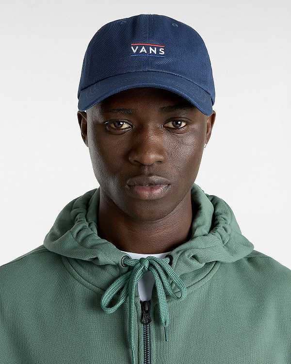 Blue Vans Half Box Curved Bill Jockey Unisex Hats | VN8465173