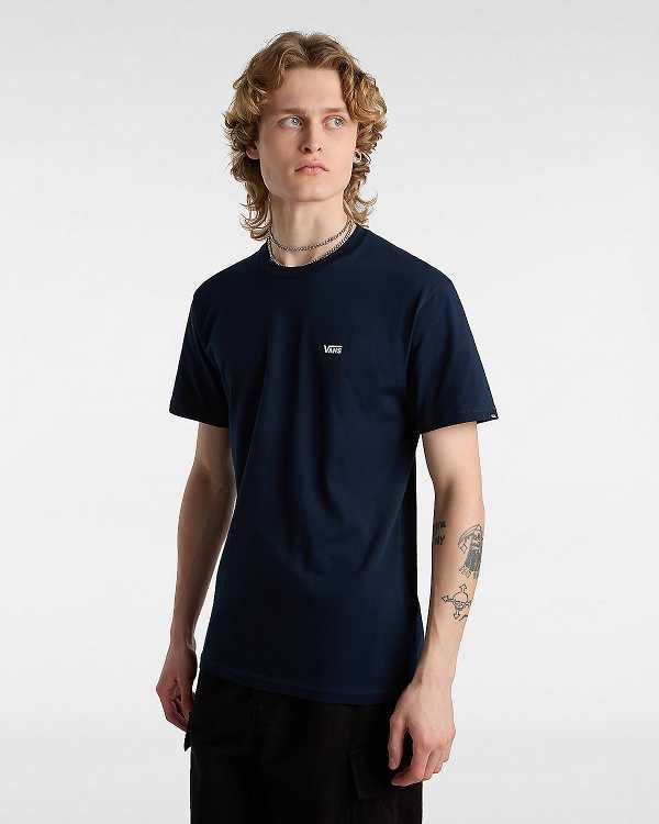 Blue Vans Left Chest Logo Men T Shirts | VN7596412