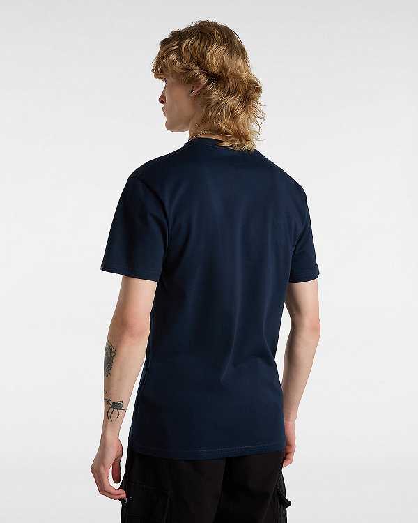 Blue Vans Left Chest Logo Men T Shirts | VN7596412