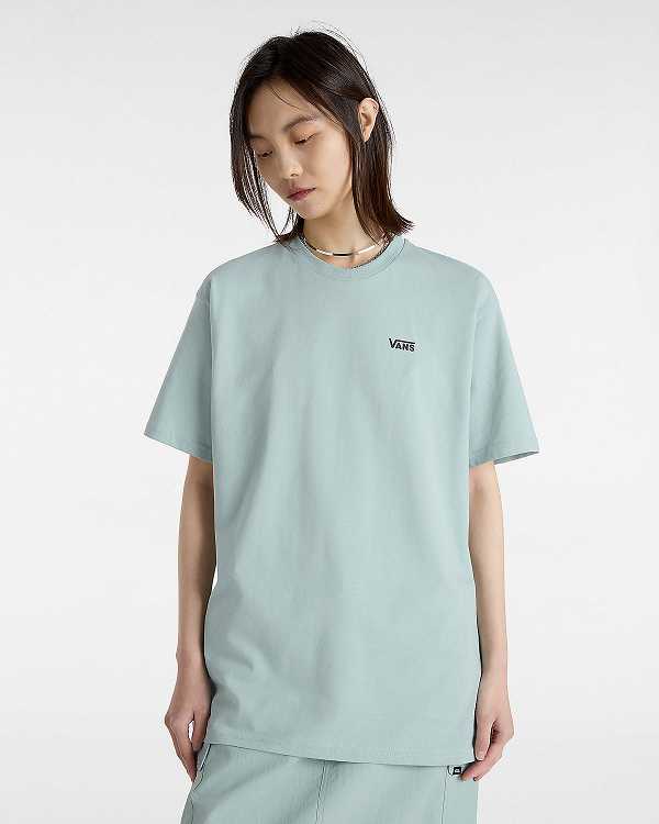 Blue Vans Left Chest Logo Women T Shirts | VN7583604