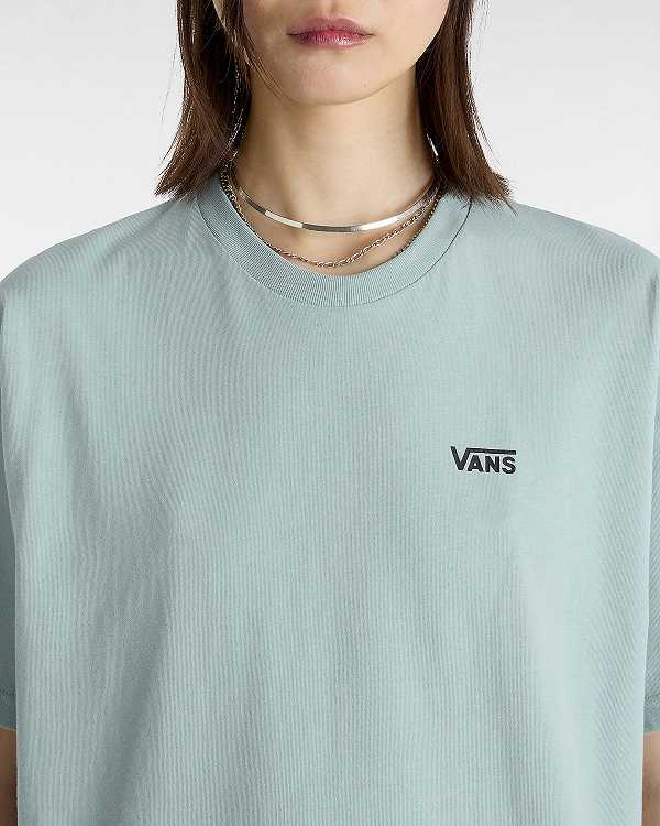 Blue Vans Left Chest Logo Women T Shirts | VN7583604