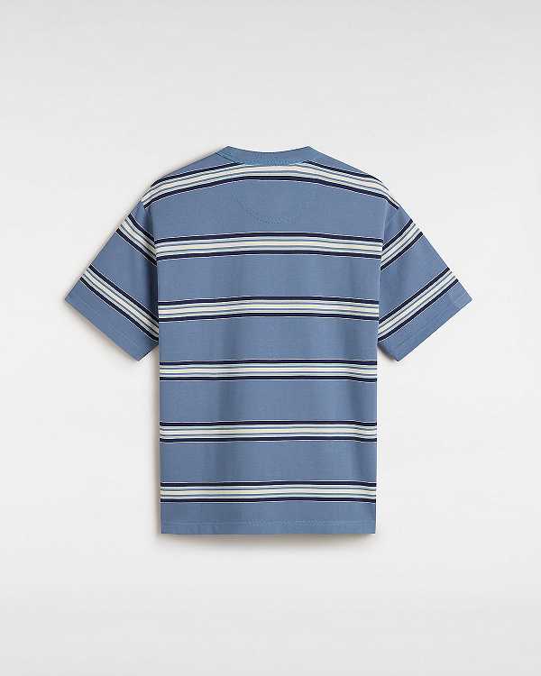 Blue Vans Mesa Stripe Men T Shirts | VN3180762