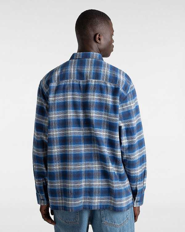 Blue Vans Montwood Zip Flannel Men Shirts | VN1362978