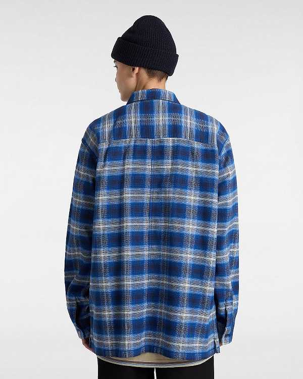 Blue Vans Montwood Zip Flannel Men Shirts | VN1362978