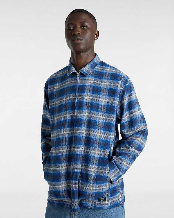 Blue Vans Montwood Zip Flannel Women Shirts | VN0392578