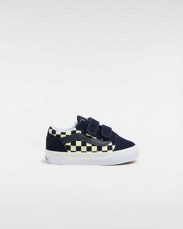 Blue Vans Old Skool Hook and Loop Glow (1-4 Years) Kids\' Sneakers | VN2546831