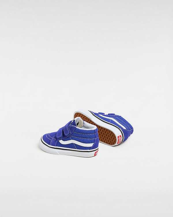 Blue Vans Sk8-Mid Reissue Hook and Loop (1-4 Years) Kids' Sneakers | VN5043782