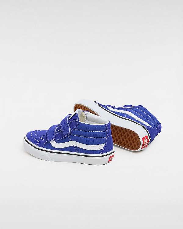 Blue Vans Sk8-Mid Reissue Hook and Loop (4-8 years) Kids' Sneakers | VN4893610