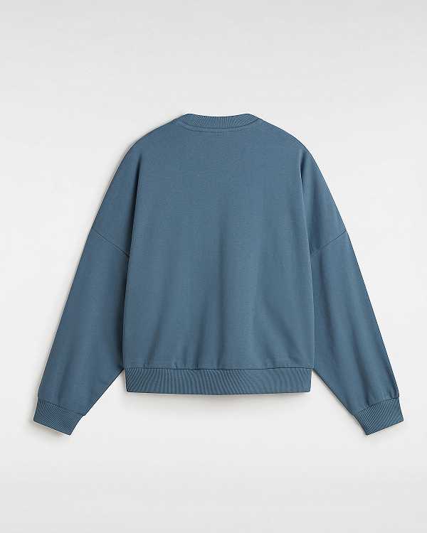 Blue Vans Stadium French Terry Loose Crew Women Sweatshirt | VN1683095