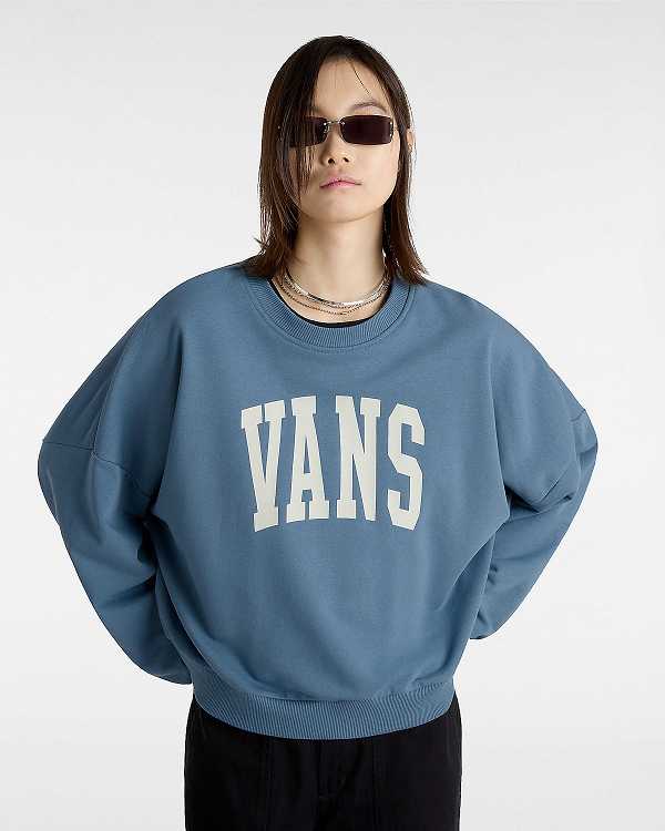 Blue Vans Stadium French Terry Loose Crew Women Sweatshirt | VN1683095