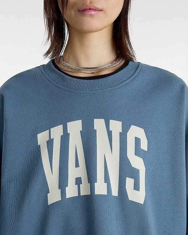 Blue Vans Stadium French Terry Loose Crew Women Sweatshirt | VN1683095