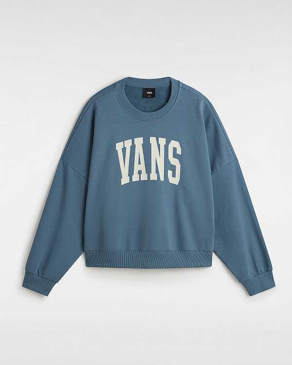 Blue Vans Stadium French Terry Loose Crew Women Sweatshirt | VN1683095