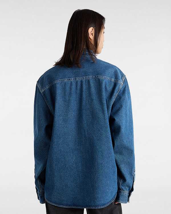 Blue Vans Stevens Denim Long Sleeve Women Shirts | VN1096783