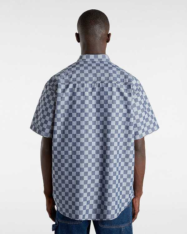 Blue Vans Wade Checkerboard Men Shirts | VN1826947