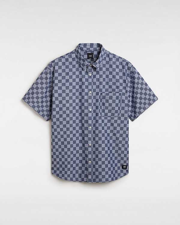 Blue Vans Wade Checkerboard Men Shirts | VN1826947