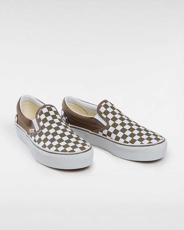 Brown Vans Classic Slip-On Women Platform Shoes | VN5038461