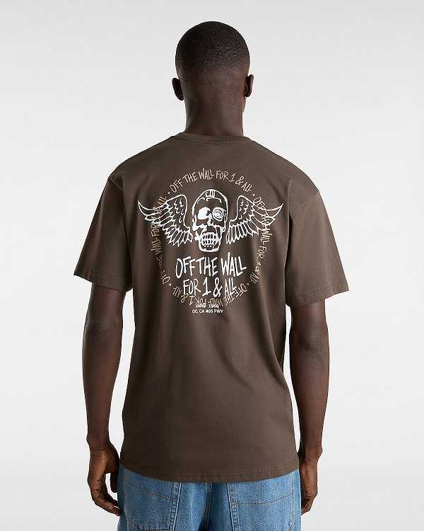 Brown Vans Club House Men T Shirts | VN9273148