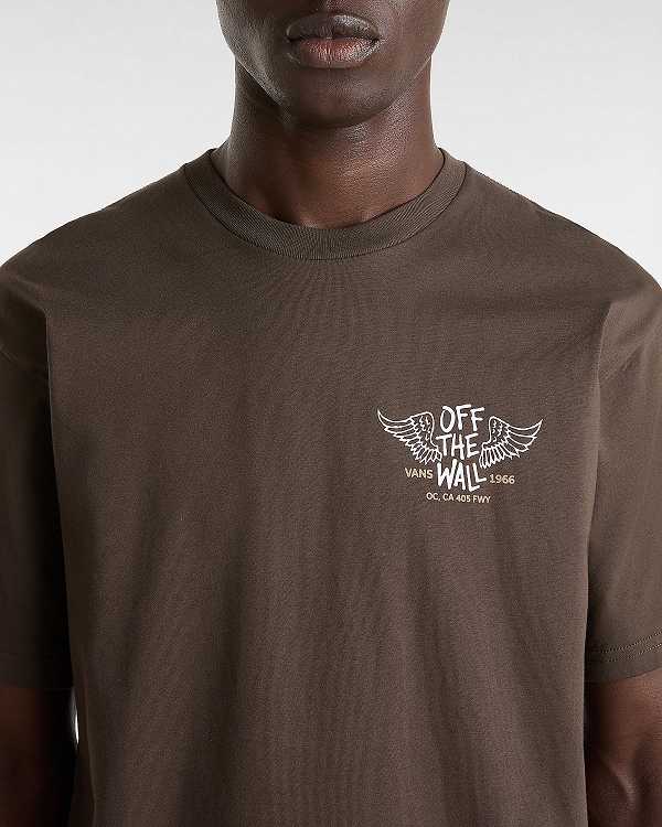 Brown Vans Club House Men T Shirts | VN9273148