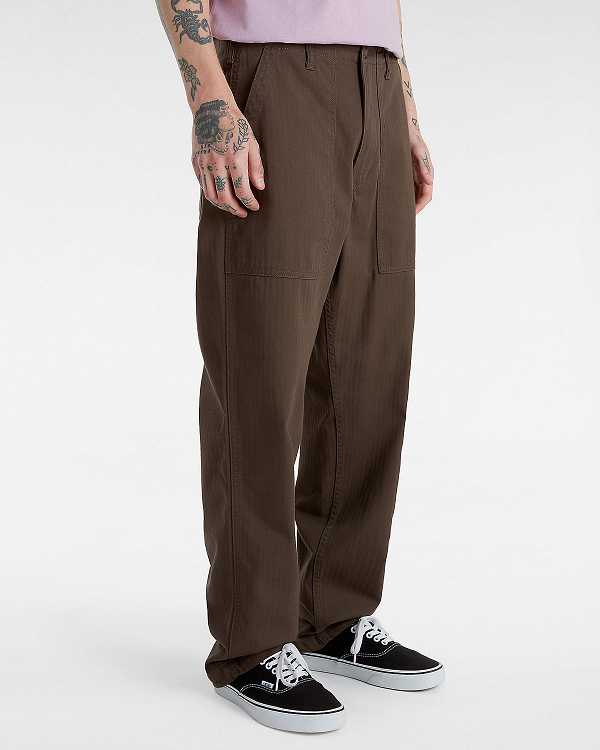 Brown Vans Fatigue Loose Tapered Men Pants | VN8631902