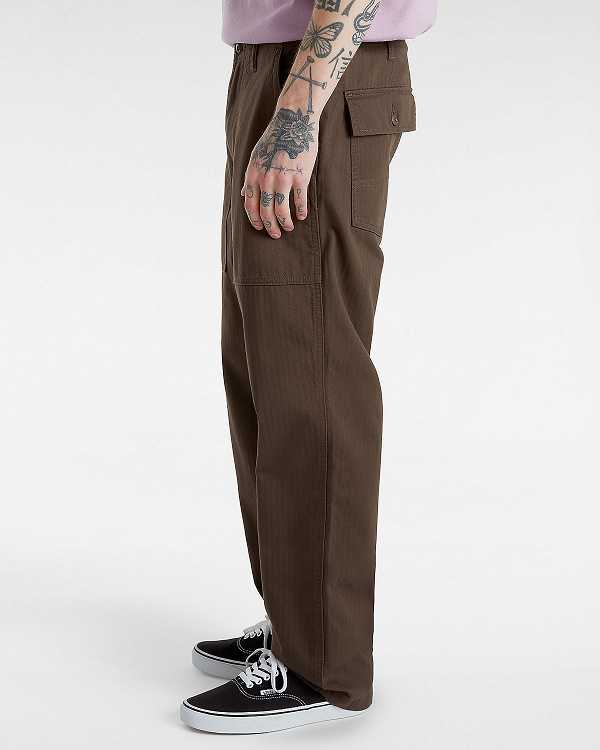 Brown Vans Fatigue Loose Tapered Men Pants | VN8631902