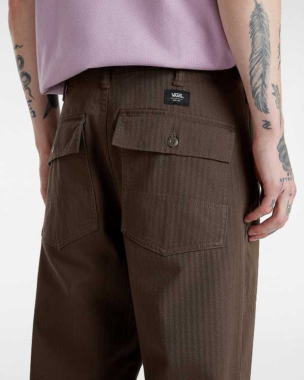 Brown Vans Fatigue Loose Tapered Men Pants | VN8631902