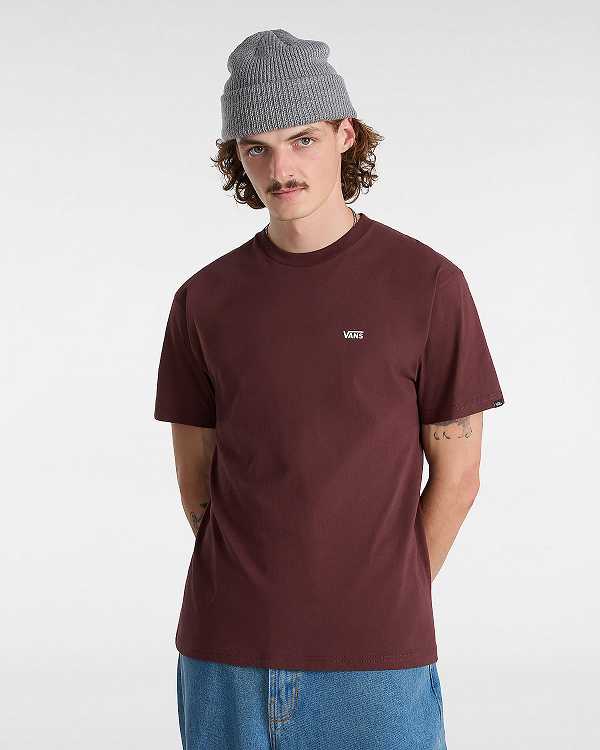 Brown Vans Left Chest Logo Men T Shirts | VN4238751