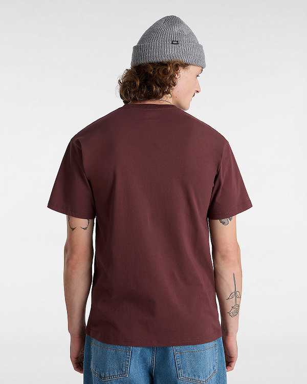 Brown Vans Left Chest Logo Men T Shirts | VN4238751