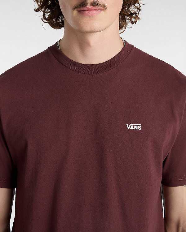 Brown Vans Left Chest Logo Men T Shirts | VN4238751