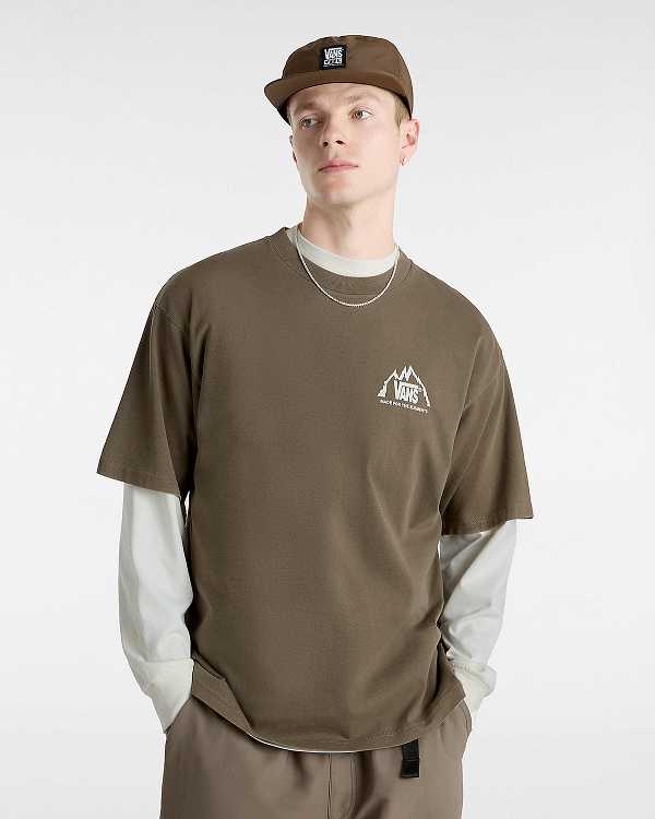 Brown Vans MTE Crestline Men T Shirts | VN7528603