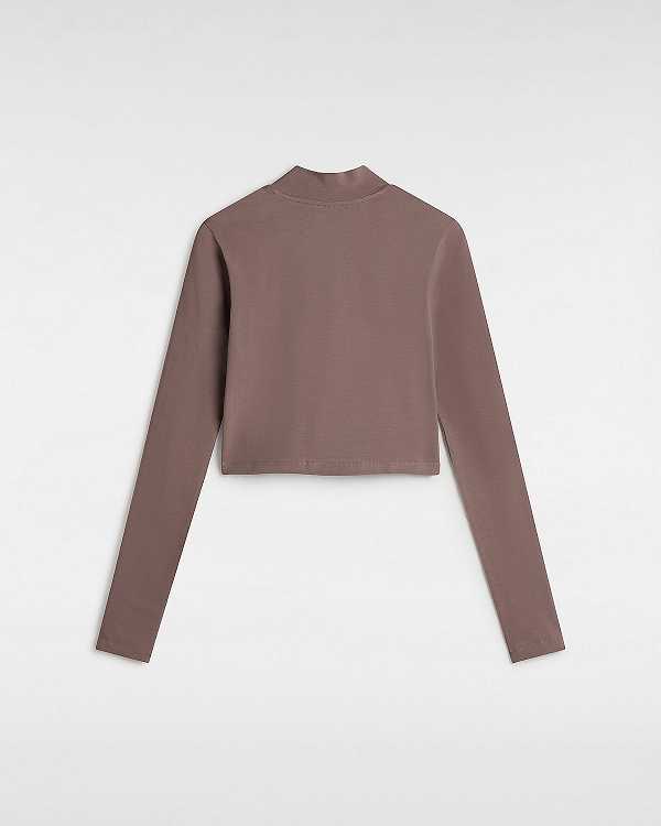 Brown Vans Mini Mock Neck Long Sleeve Women T Shirts | VN2071856