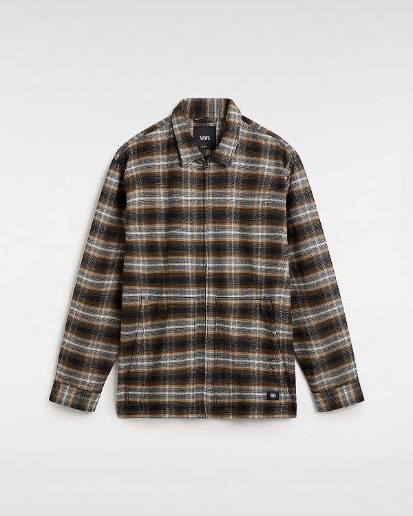 Brown Vans Montwood Zip Flannel Women Shirts | VN7189206