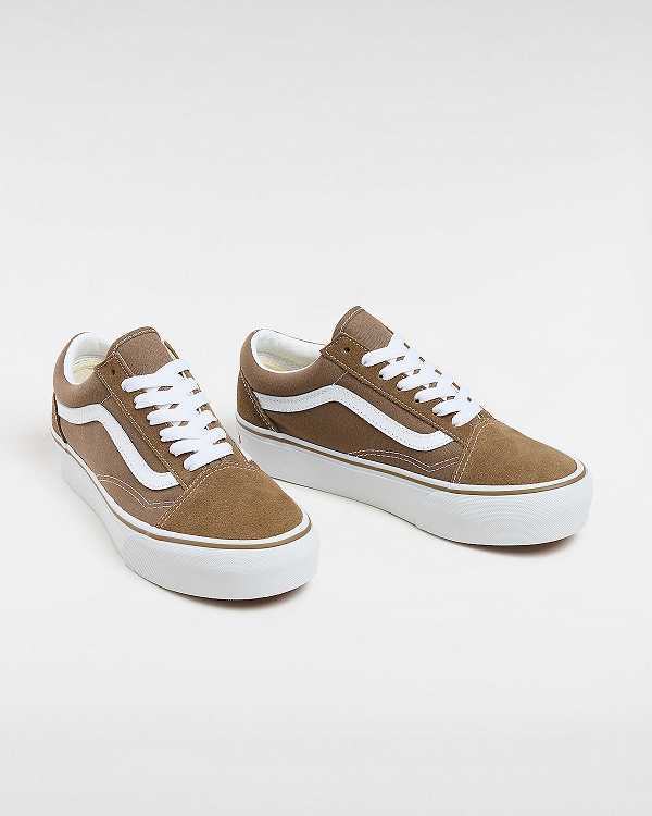 Brown Vans Old Skool Women Platform Shoes | VN7583642