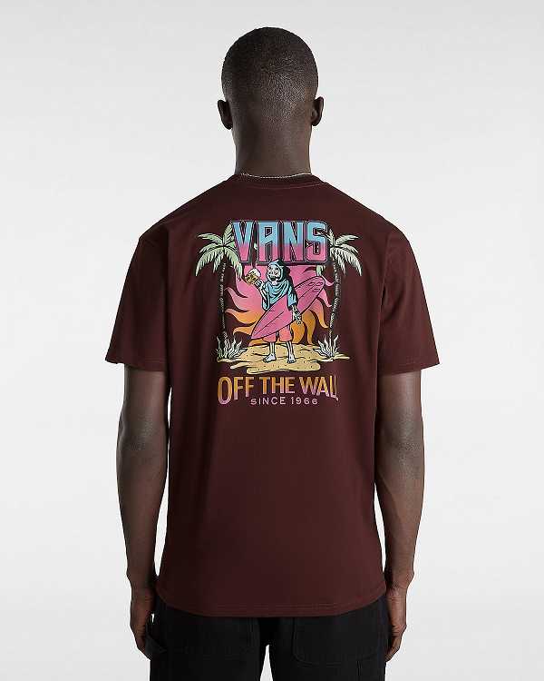 Brown Vans Palm Cheers Classic Men T Shirts | VN1956304