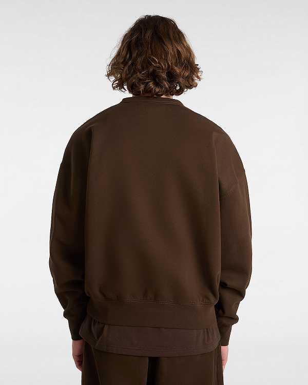 Brown Vans Premium Logo Crew Men Sweatshirt | VN3759142