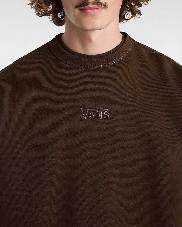 Brown Vans Premium Logo Crew Men Sweatshirt | VN3759142