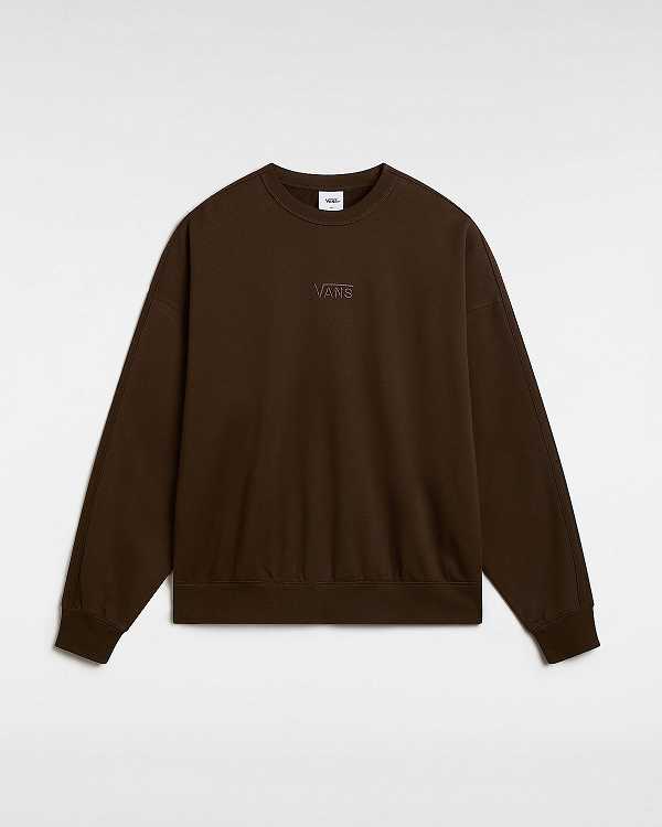 Brown Vans Premium Logo Crew Men Sweatshirt | VN3759142