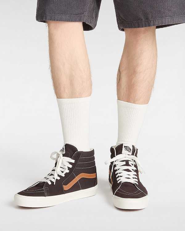 Brown Vans Sk8-Hi Men Skate Shoes | VN4037658