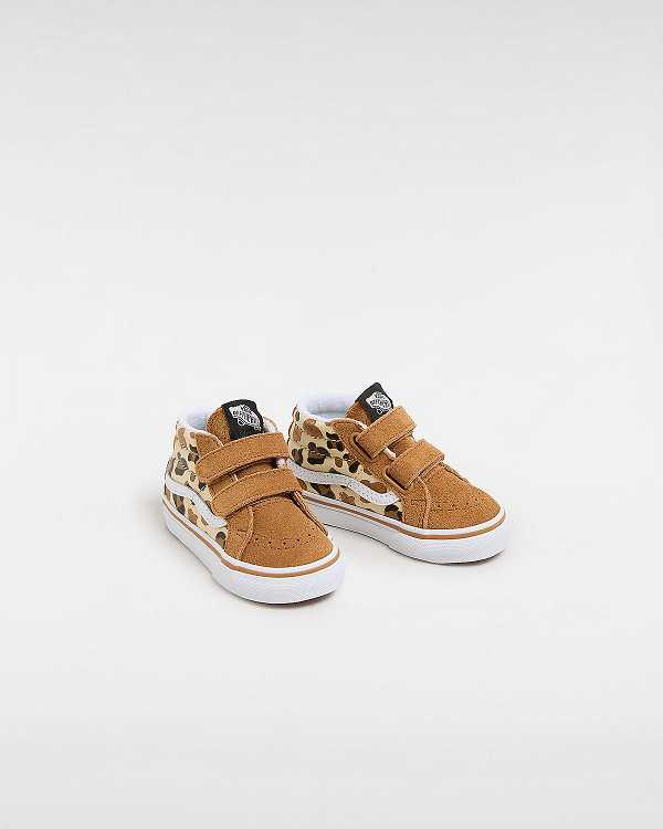 Brown Vans Sk8-Mid Reissue Hook and Loop (1-4 Years) Kids' Sneakers | VN2074982