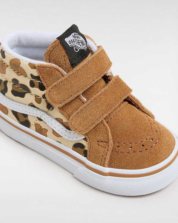 Brown Vans Sk8-Mid Reissue Hook and Loop (1-4 Years) Kids' Sneakers | VN2074982